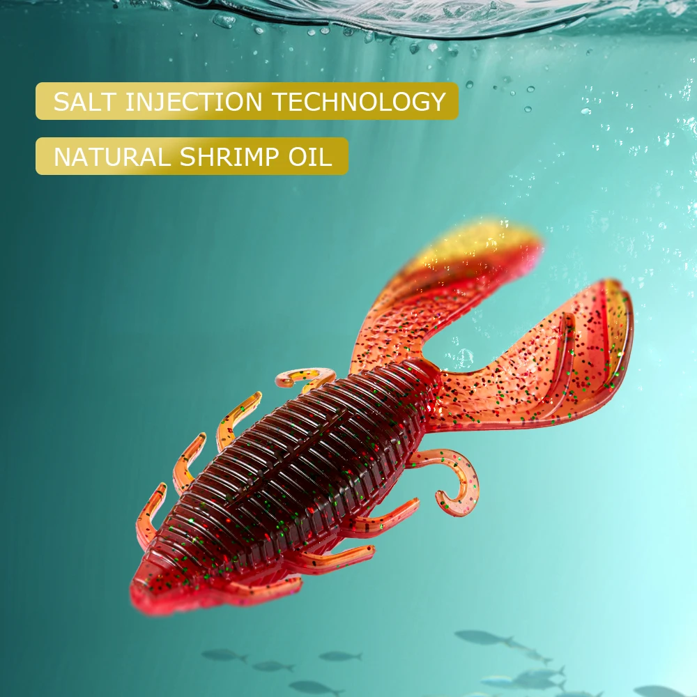 SOLOKING 6pcs/lot Plastic Soft Lure 9.3g 89mm Fat Worm Bug Bait Double T Tail Add Attractant Lure for Bass Fishing - imagen 2