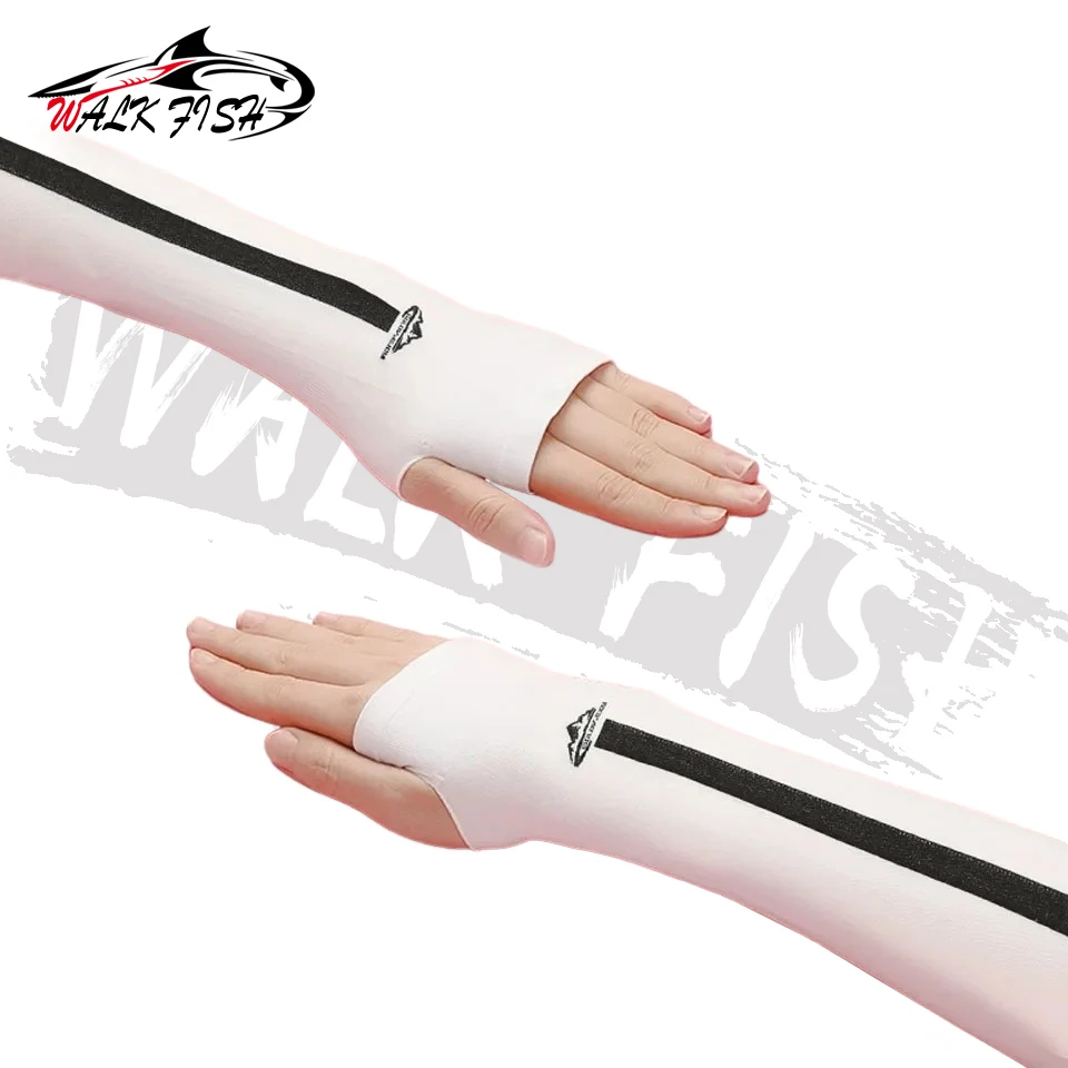 WALK FISH-Mangas de brazo de tela de hielo, calentadores deportivos de verano, protección UV para correr, pescar, conducir, bandas reflectantes de protección solar - imagen 4