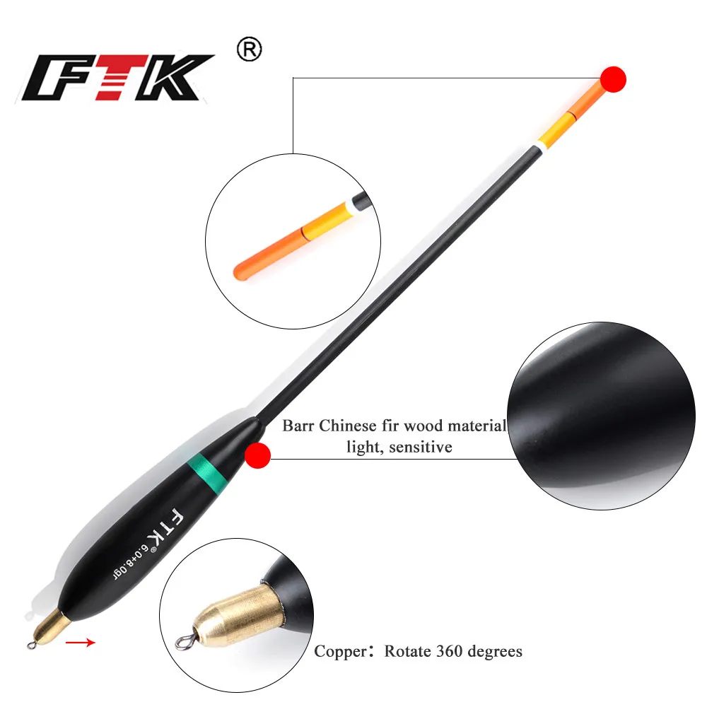 FTK 5 estilos Barguzinsky Fir Bobber flotador de pesca tamaño mixto 20 cm-26.5 cm cobre océano roca boya para aparejos de pesca de carpa - imagen 4