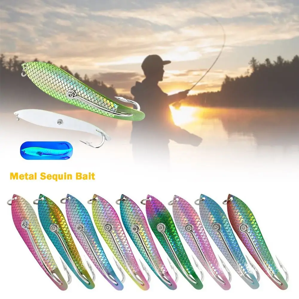 Señuelo de cuchara de 4,06 pulgadas en forma de Metal, escamas de pescado 3D, cebo de pesca, diseño de patrón de caballa Kingfish, señuelo de aguas profundas, pesca en aguas profundas - imagen 3