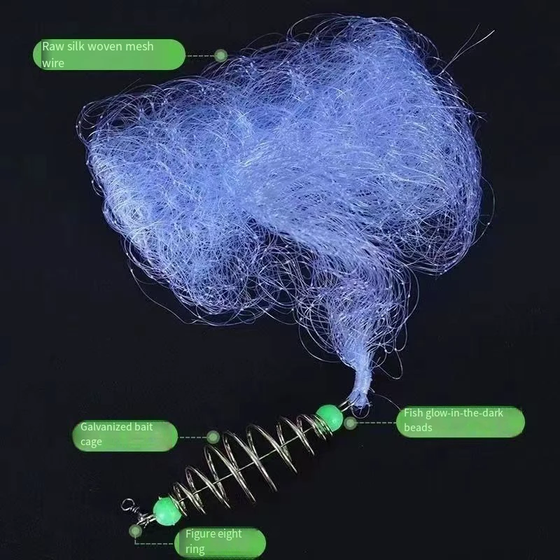 Trampa de red de pesca, malla luminosa con cuentas, red para peces de mar, diseño de aparejos, trampa de pesca fundida para shoal de cobre, aparejos de pesca de 11 tamaños - imagen 2