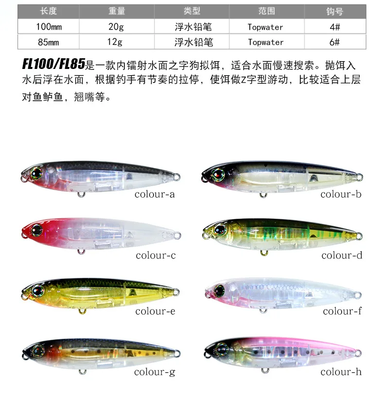 Experimente la emoción de la pesca con la serie R100/R185 diseñada para la acción de topwater y las opciones de color versátiles
