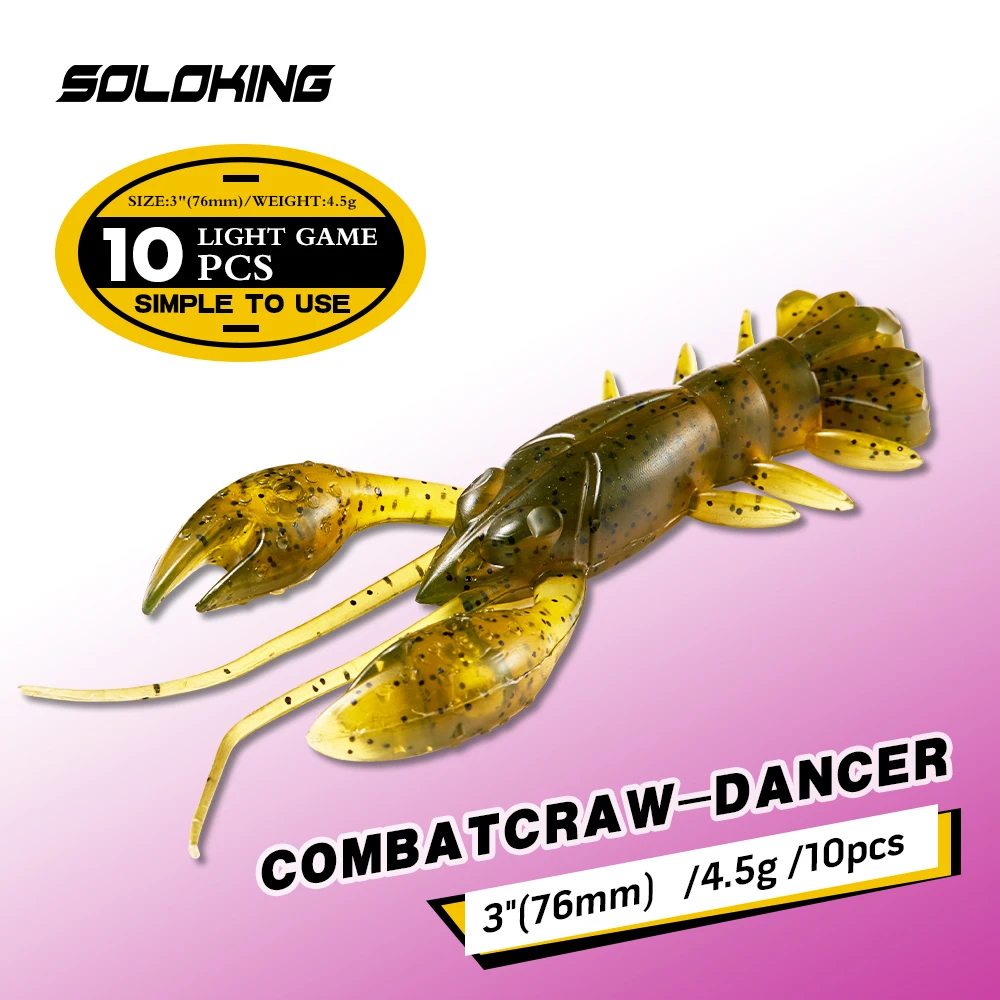 Soloking-cebo Artificial suave UV de alta calidad, 7,6 cm, alta elasticidad, para insectos, Craw, camarones, gusanos, señuelo para pesca de lubina y Lucio - imagen 2