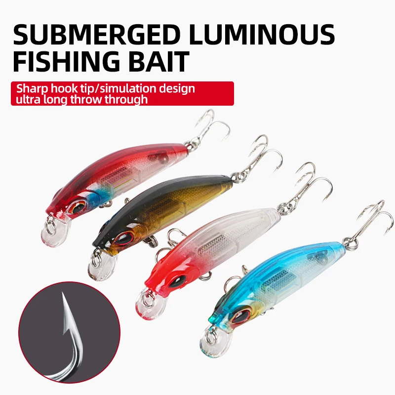 Cebo de pesca de pececillo luminoso con ojos 3D, señuelo biónico Artificial para pesca nocturna - imagen 2