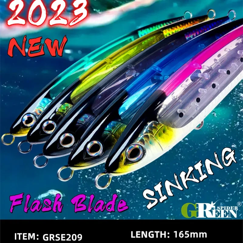 GRS nuevo señuelo de pesca de mar Stickbait señuelo tipo lápiz agua superior 165mm 70g GT pesca palo de agua salada cebo Artificial hoja de Flash - imagen 3
