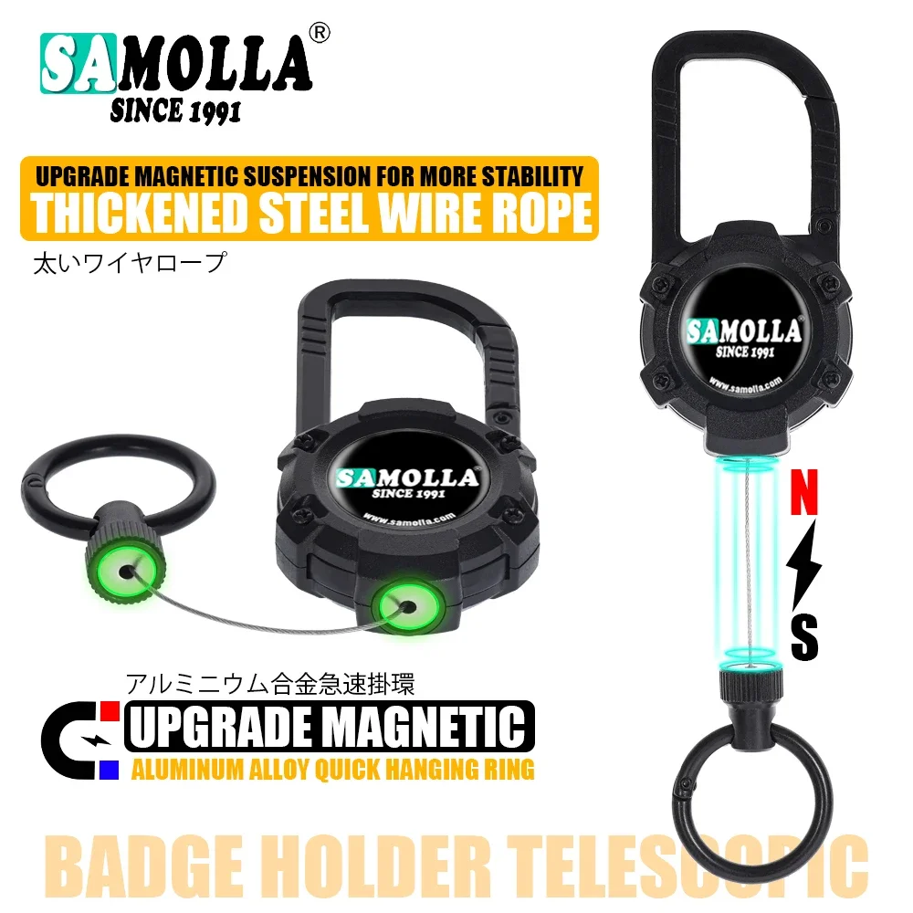 Nuevo soporte de insignia mejorado, cuerpo telescópico de aleación de aluminio con llavero magnético, gancho retráctil, cadena de herramientas, llavero táctico - imagen 4