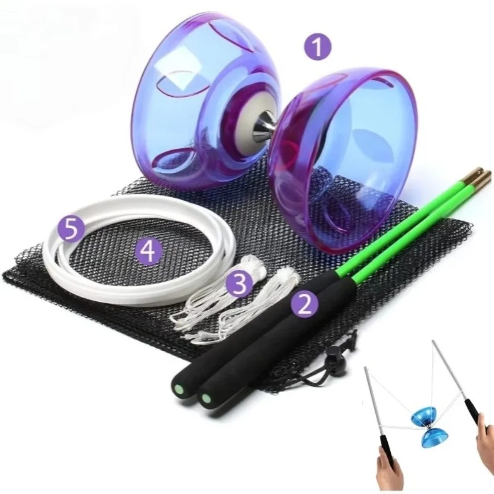 Diábolo chino de cuero portátil con forma de cuenco, juego de Diábolo Yoyo chino grueso, juguete Diábolo suave para culturismo - imagen 4