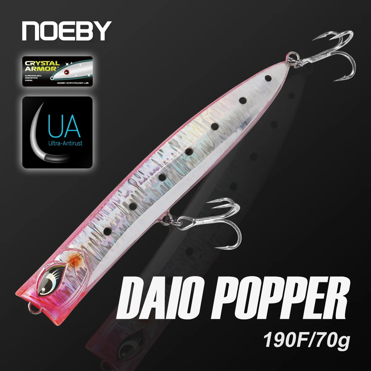 NOEBY Daio Popper señuelo de pesca 190mm 70g flotante de fundición larga buceo natación Artificial duro señuelo atún GT Señuelos de pesca de mar