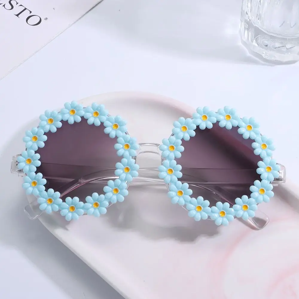 Gafas de sol de margaritas con montura redonda para mujer, anteojos de sol novedosos para adultos, discotecas, festivales - imagen 2
