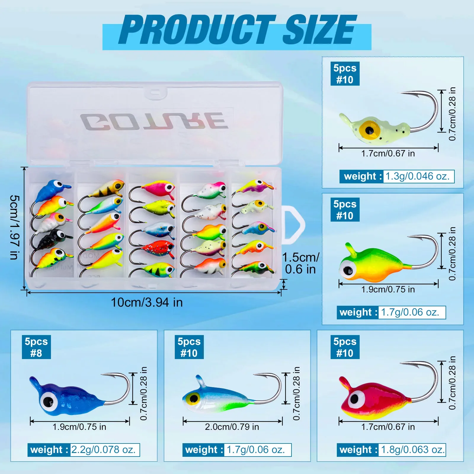 Descubra el mundo vibrante de la pesca con nuestras coloridas plantillas ligeras, perfecta para cualquier caja de aparejos de pescador