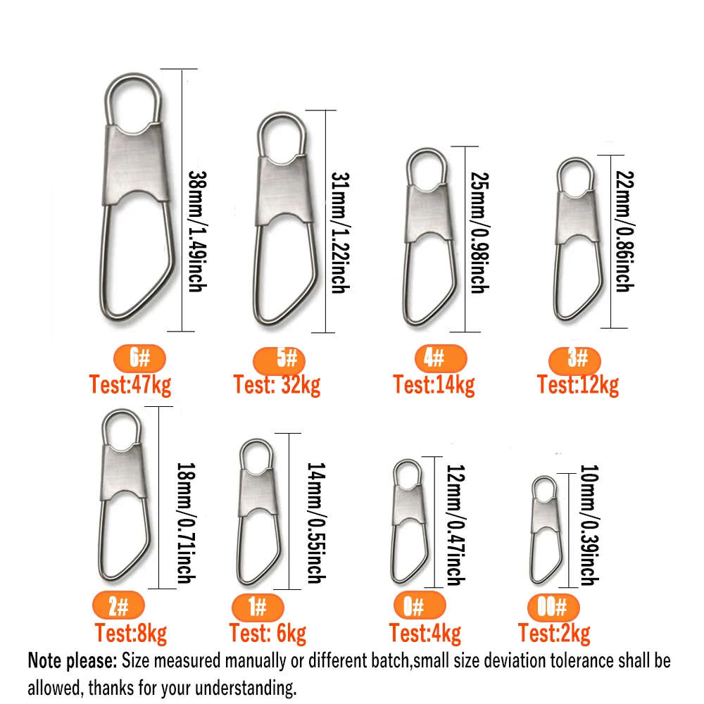 Wifreo 100 Uds. De acero inoxidable, Pin giratorio de pesca, conector de gancho de pesca de seguridad, Clip de señuelo, bloqueo, accesorios de pesca - imagen 2