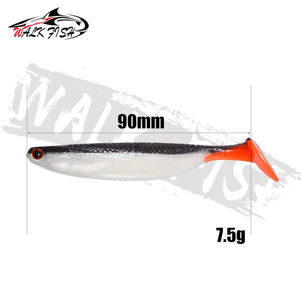 WALK FISH-señuelo de silicona suave de 3 piezas, 9,5 cm, 8g, cola de paleta, Jigging, Wobblers Drive Shad, Swimbait, Fluke Pike Leurre - imagen 2