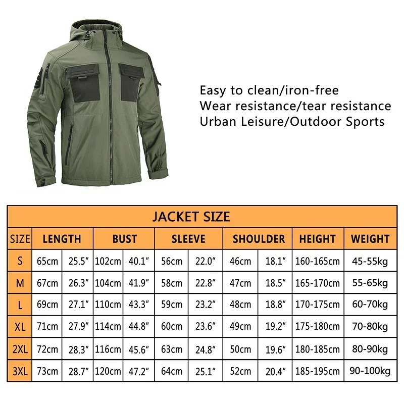 HAN WILD-abrigo táctico de senderismo para hombre, chaquetas Softshell, chaqueta polar de combate, ropa para hombre, abrigos a prueba de viento, Airsoft, Camping y caza - imagen 2