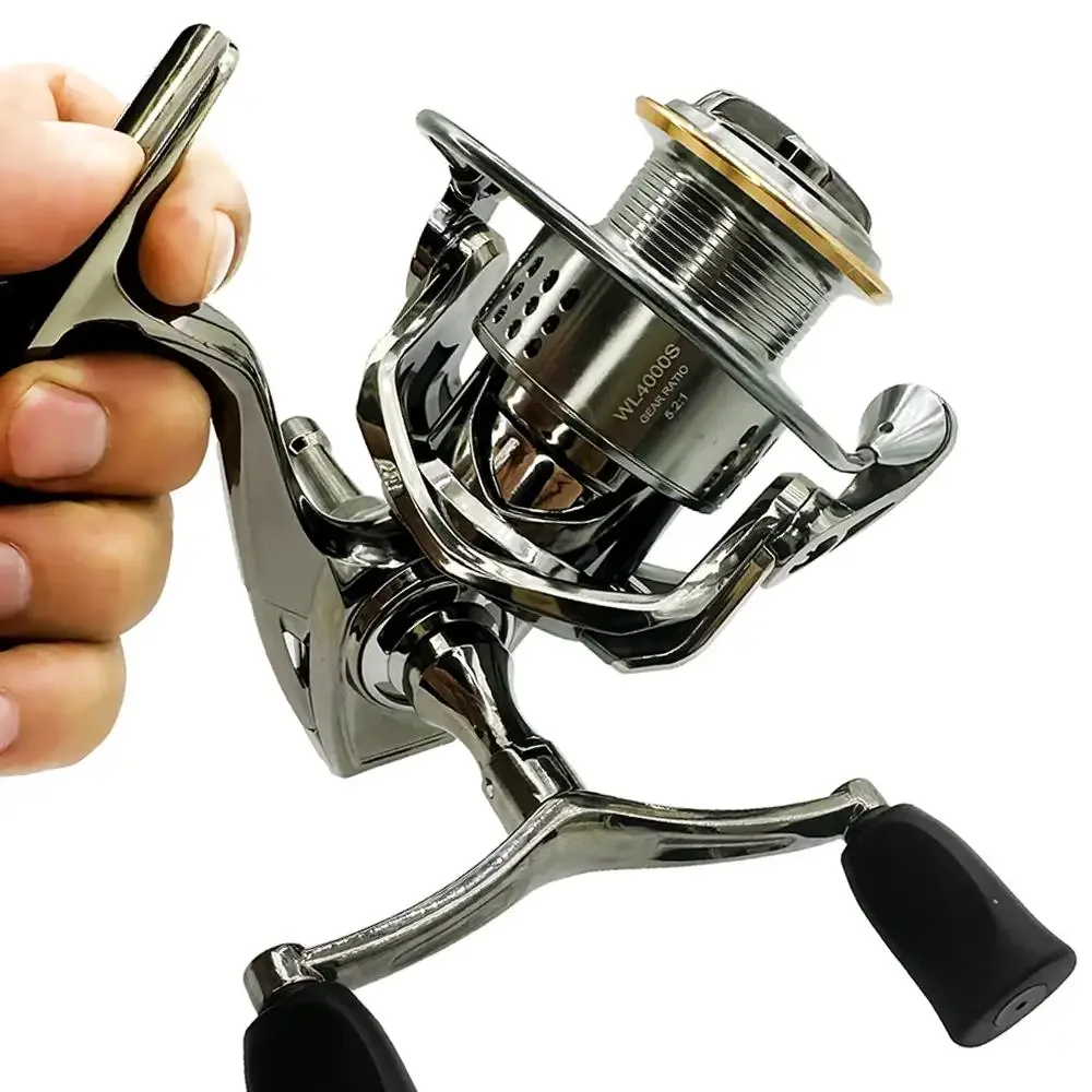 Carrete giratorio de pesca con señuelo, relación de engranaje: 5,2: 1, 8kg de arrastre máximo, doble brazo oscilante, mejor equilibrio para herramientas de pesca de agua dulce y mar - imagen 2