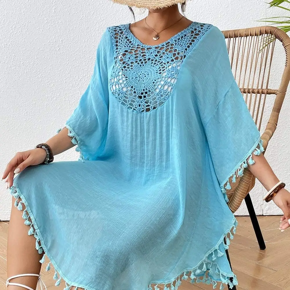 Vestido Playa Cuello Cuadrado – Cubrebañador Protector Solar Mujer - imagen 3