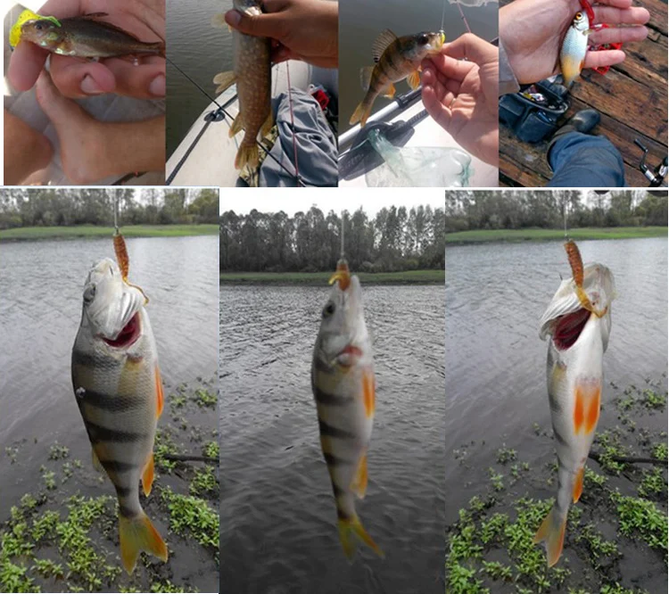 JYJ-anzuelo de plantilla con gusanos de 4cm, señuelo pequeño y suave, aparejos de pesca para perca, crappie, lubina, 1g, 5 unids/lote por bolsa - imagen 5