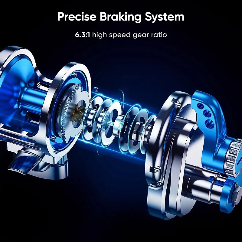 CCNC acabado rueda de alambre de mecanizado cuerpo principal carrete de perfil alto pesado carrete de cebo de doble mango de carbono serie 5000 rojo plateado azul - imagen 2