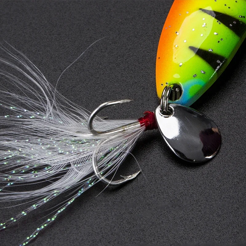 Kit de señuelo tipo cuchara de pesca, 8 Uds., para jigging, cebo artificial, wobblers para juego de señuelos de pesca, cada uno, tiene 4 colores, 2 tipos de anzuelos en total, 8 Uds. - imagen 4