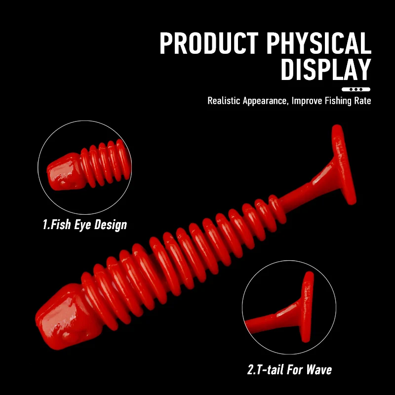 ARDEA-señuelo de pesca de silicona para Sábalo, Mini cola T, suave, 35mm/12 piezas, gusano pequeño, Wobblers artificiales, gusanos, Swimbait, aparejos de lubina - imagen 3