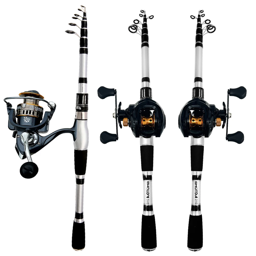 Caña de pescar con señuelo, carrete combinado con bolsa, portátil, clásica, ligera, telescópica, juego de pesca de trucha, 1,5 M-2,4 M - imagen 4