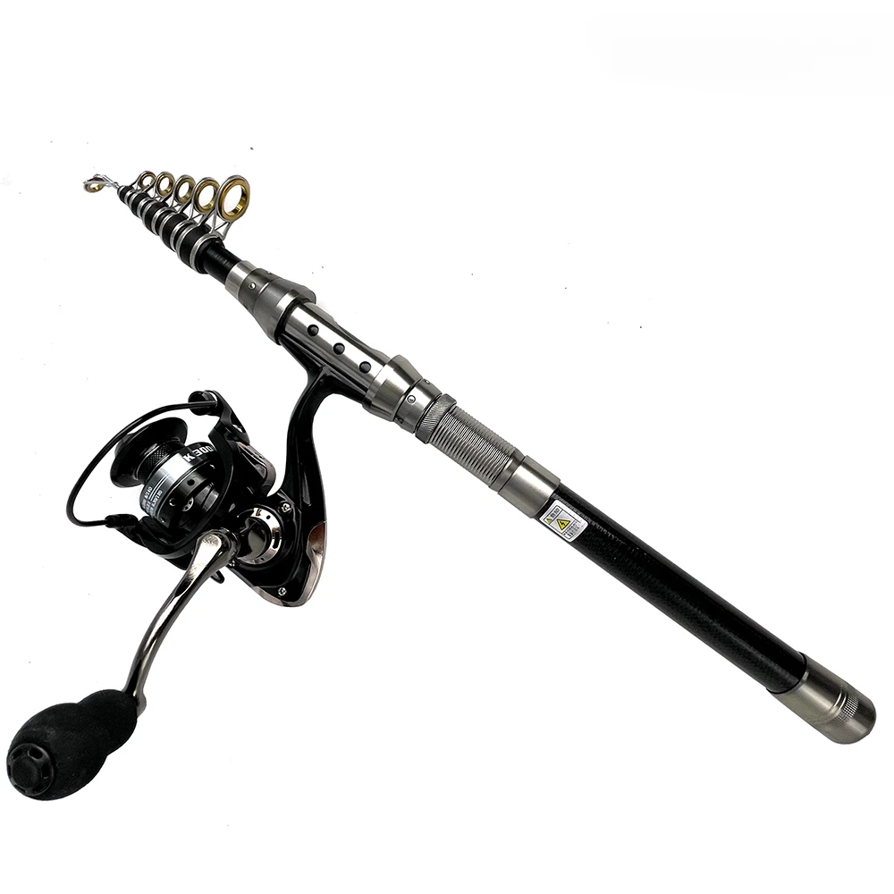 GHOTDA 1,5/1,8/2,1/2,4 m caña de pescar telescópica y carrete Combo poste de mar súper duro 5,2: 1 relación de engranaje carrete giratorio arrastre máximo 6KG - imagen 2
