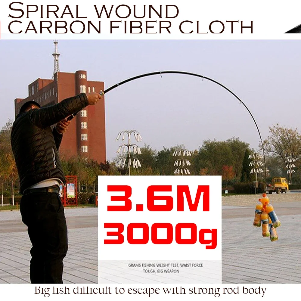 GHOTDA 2,1/2,4/2,7/3,0/3,6 M caña de pescar giratoria de mar ultraligera de fibra de carbono portátil caña de pescar telescópica negra carpa para trucha - imagen 5