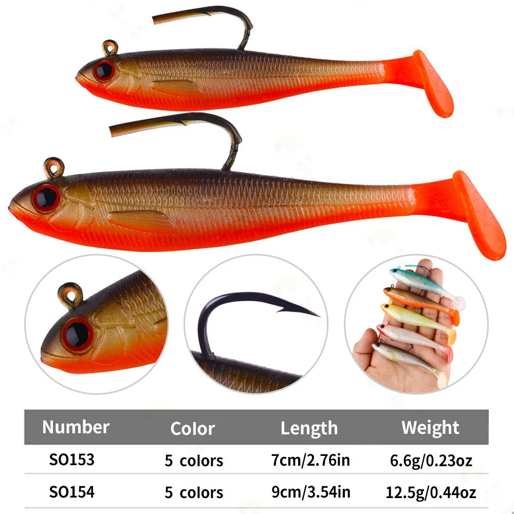 5 uds Shad Swimbait señuelo suave 6,6g 12,5g cebo de pececillo negro de silicona para lubina trucha Lucio lago pesca en el mar - imagen 3