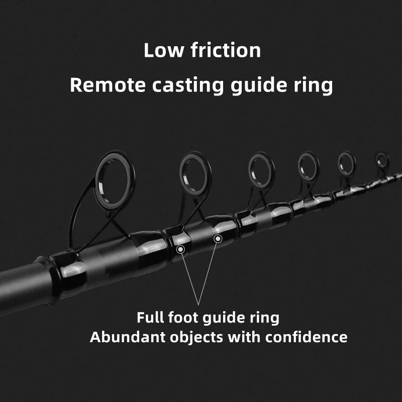Caña de pescar giratoria de fibra de carbono, 2,1 m/2,4 m, súper ligera, 5/6/7/8 secciones, mango telescópico de larga distancia, señuelo de caña de mar 30g-200g - imagen 4