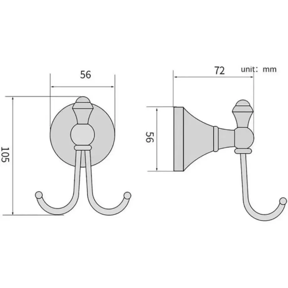 Gancho toallero doble pared latón cepillado – Perchero vintage baño - imagen 2