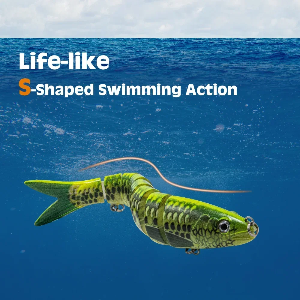 Goture-señuelos de pesca articulados, de hundimiento lento, multisegmentos, agua dulce, agua salada, Topwater, Kit de señuelos de lubina con caja de aparejos - imagen 2