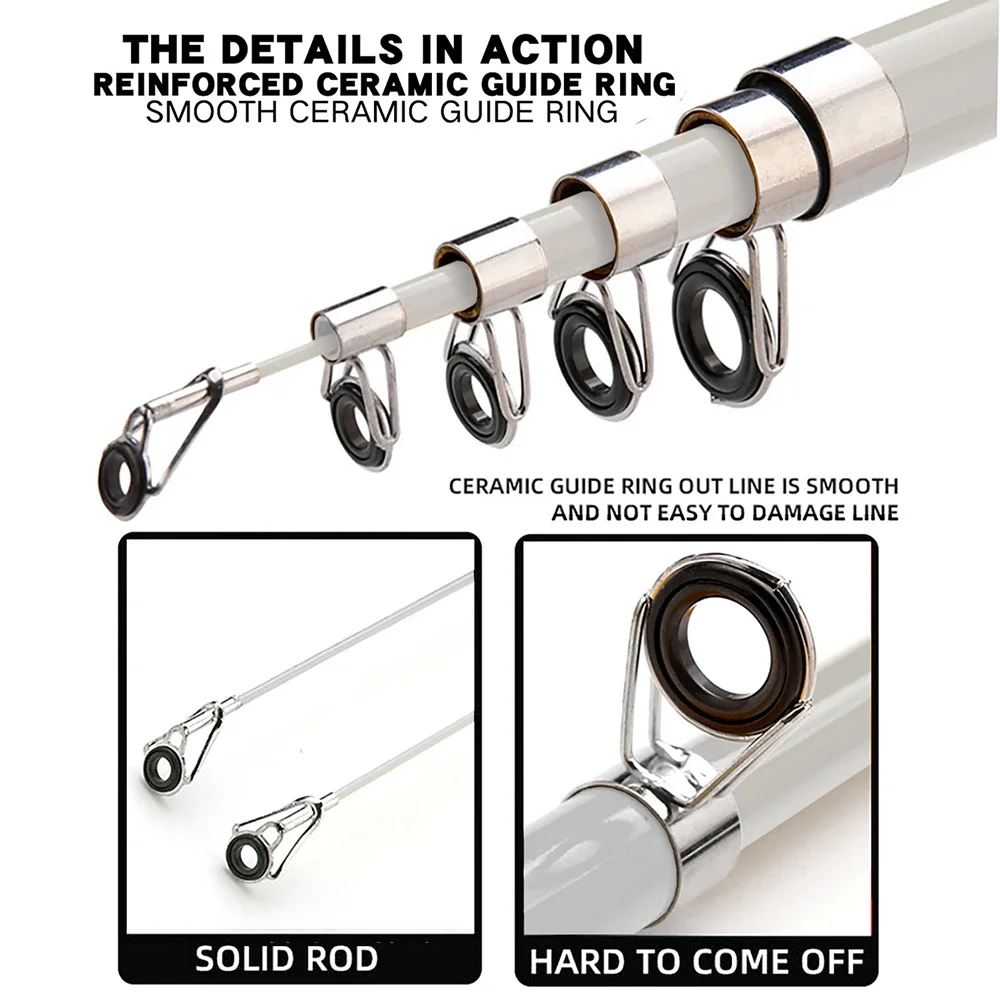 Caña de pescar ultraligera y fuerte de fibra de vidrio, caña de pescar giratoria de carbono blanco, adecuada para carpa voladora, lubina, 2,1 M, 2,4 M, 2,7 M, 3,0 M - imagen 3