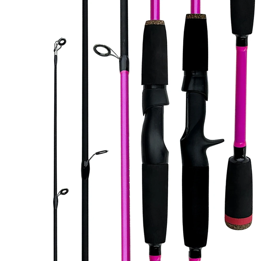 Cañas de pescar giratorias de fundición larga, 1,65 m, 1,8 m, peso del señuelo Jigging, 8g-25g ML, caña de pescar ultraligera de carbono con punta sólida, color rosa - imagen 5