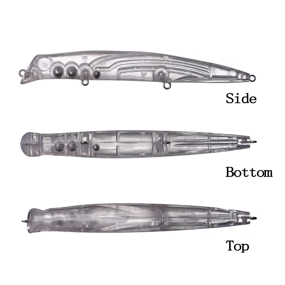 Chan'sHuang-señuelo de pesca Artificial, cebo en blanco sin pintar, 13CM, 12,6G, sonajero, andador Topwater, Popper transparente, bricolaje - imagen 3