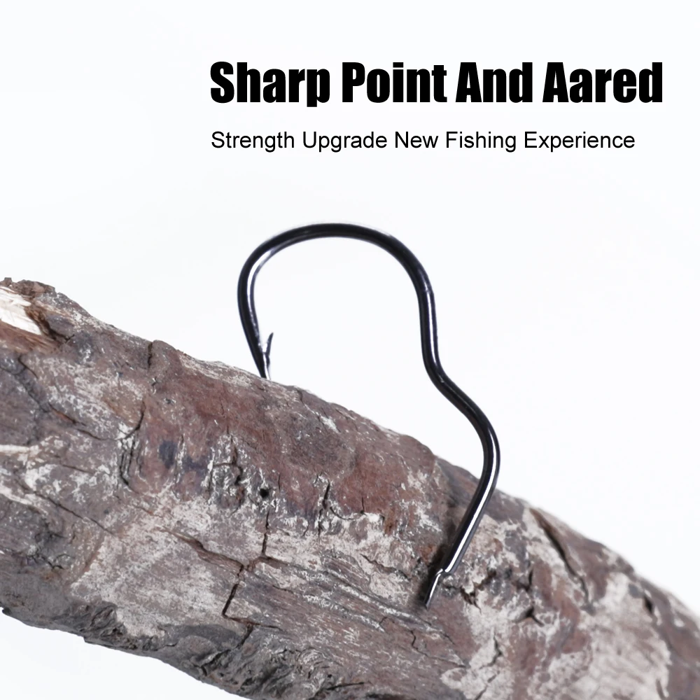 12 Uds. Nuevos anzuelos de pesca de acero con alto contenido de carbono, anzuelo de púas planas 0,5 # -14 #   Accesorios de pesca de carpa de agua dulce - imagen 5