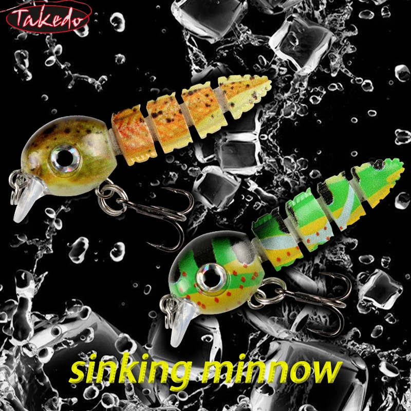 TAKEDO YH04 Sinking Water 5.5CM 4G Mini Artificial Bait Multi section Fishing Lure Minnow Baits For Bass Catfish - imagen 5