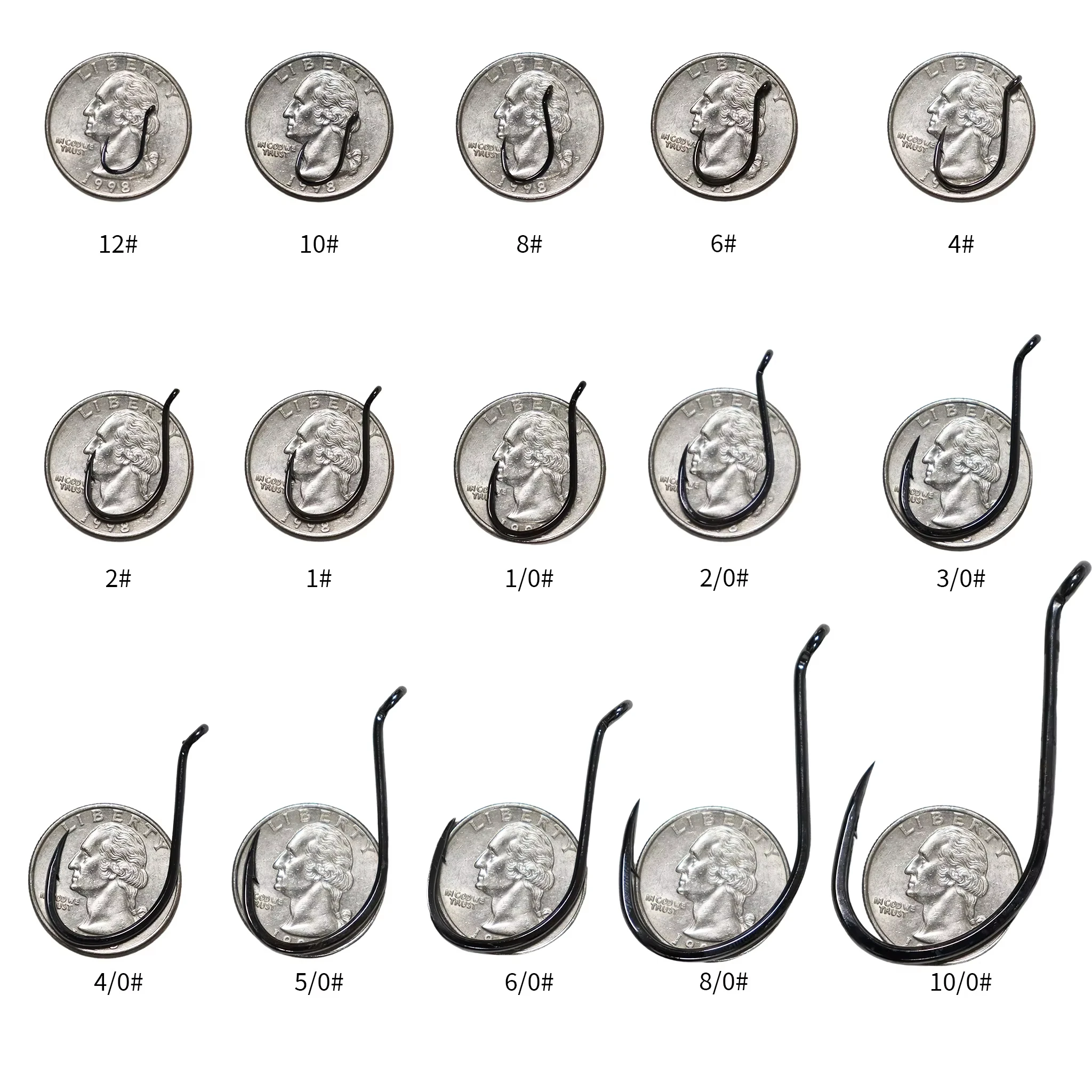 ZYZ 50개/묶음 블랙 문어 낚시 바늘 고탄소강 16가지 사이즈 BKK 낚시 바늘 날카로운 문어 블랙 낚시 바늘 태클 - imagen 4