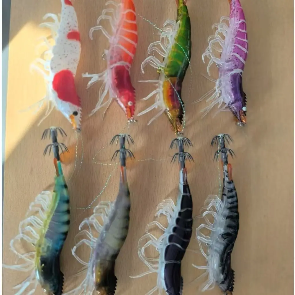 Plantilla de calamar de tamaño 9cm, anzuelo de camarón de 11g de peso, señuelo de hundimiento lento, diseño Egi, forma de sepia, cebo de pulpo, pesca en agua salada - imagen 3