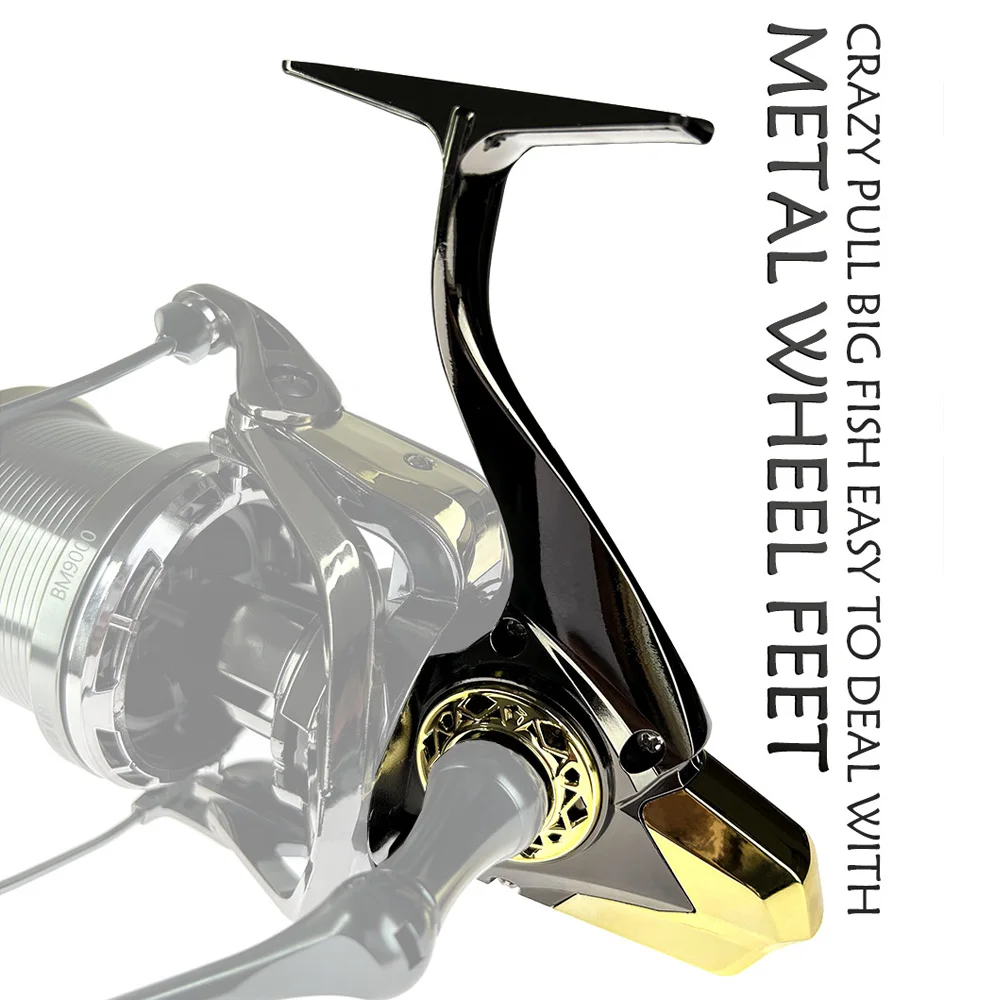 Carrete de Pesca de carpa totalmente de Metal, ruedas giratorias de tiro largo, fuerte doble arrastre, 30kg, 1BB 10 +, relación de engranaje 4,7: 1, accesorios de Pesca de mar - imagen 5