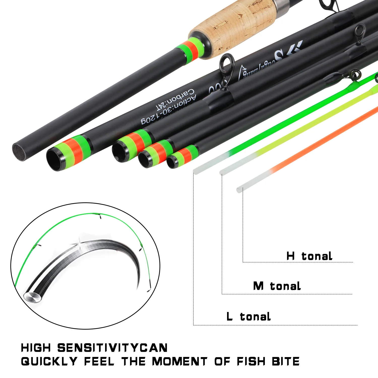 Sougayilang Caña de pesca ultraligera – Fibra de carbono spinning - imagen 4
