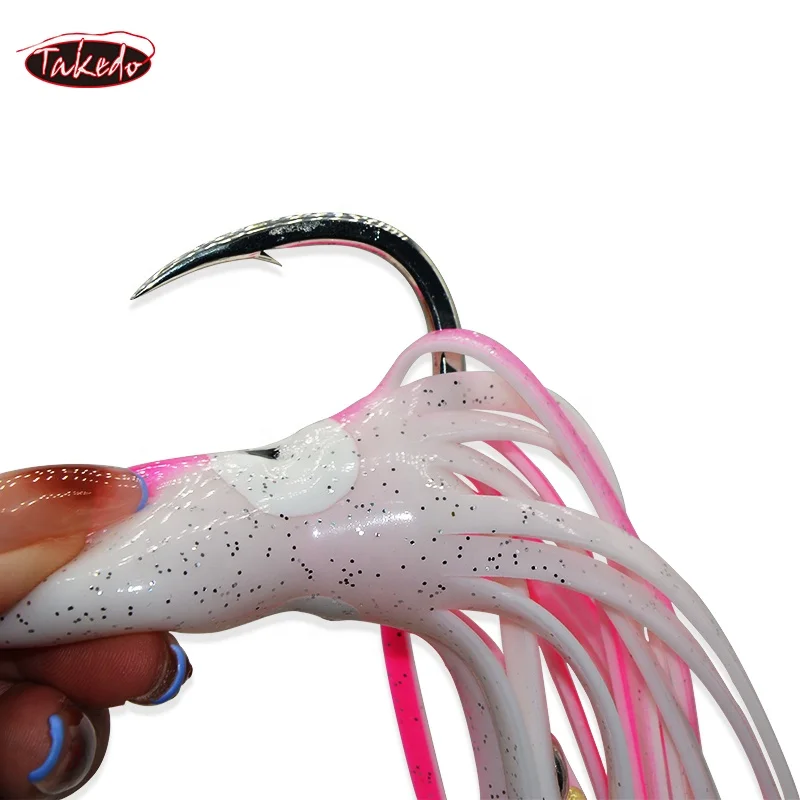 TAKEDO-Cebos de pulpo Señuelos de pesca de mar para pez vela de atún, señuelo suave de curricán, cebo de calamar con anzuelo de asistencia 8062 BK * 5/0 7/0, - imagen 4