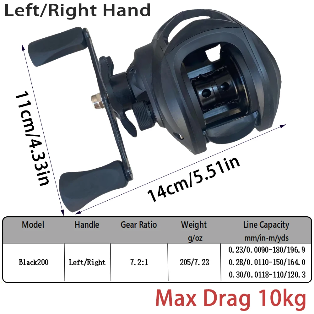 Carrete de pesca profesional ligero con microobjetos, rueda de Baitcasting, copa de línea de Metal, carrete de fundición de freno magnético, arrastre máximo de 10kg - imagen 3