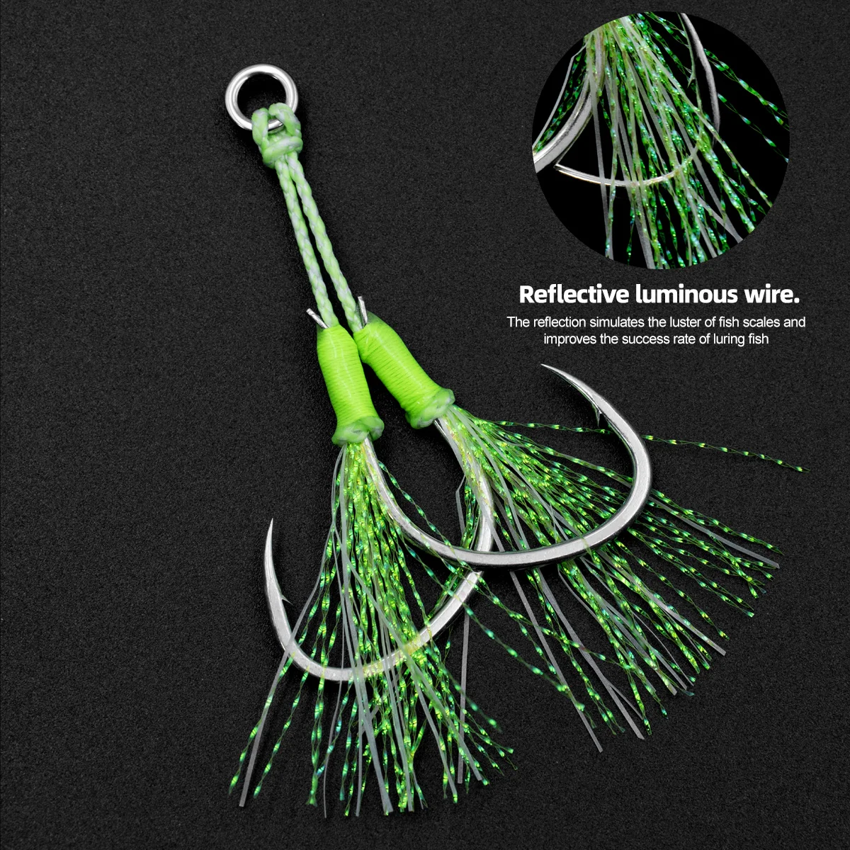 ZYZ 2 unids/lote anzuelos de ayuda doble de Jigging lento contiene anzuelos de pesca de Jigging de alambre de acero 1/0 #   2/0 #   3/0 #   4/0 #   Anzuelos de pesca Jigging - imagen 4