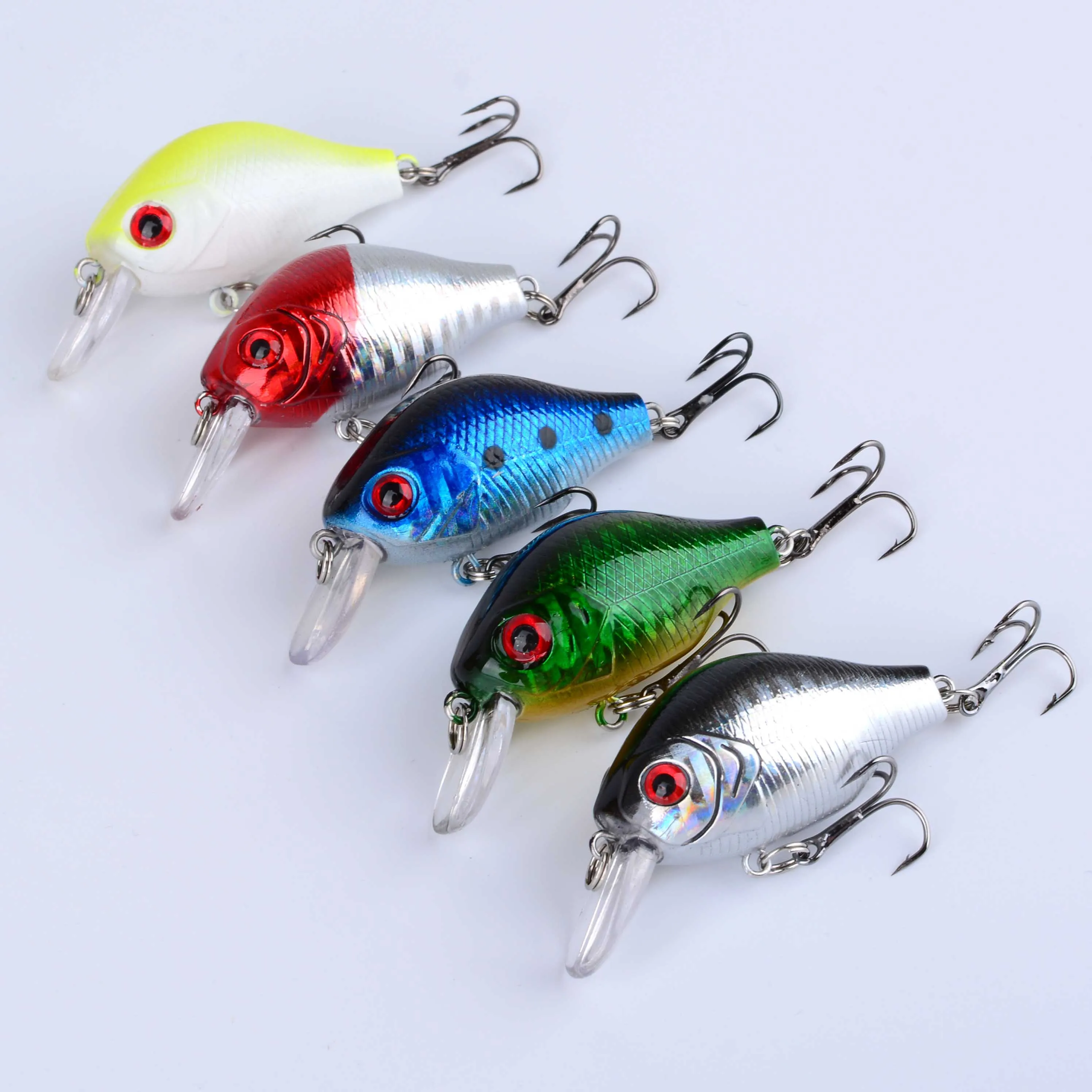 Señuelo de pesca con manivela Wobblers, cebo duro de plástico Artificial flotante, trucha, Crankbait, Lucio, aparejos de pesca, 5 uds. - imagen 5