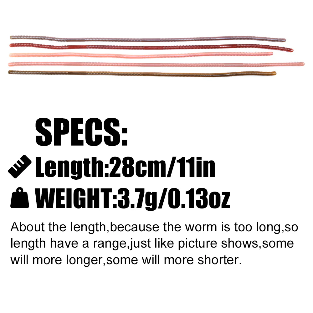 B&U 280mm Earthworm Slow Sinking Soft Lure Artificial Fishing Lures Sea Worms Bait Soft Silicone Fishing Lure Bass Fishing - imagen 2