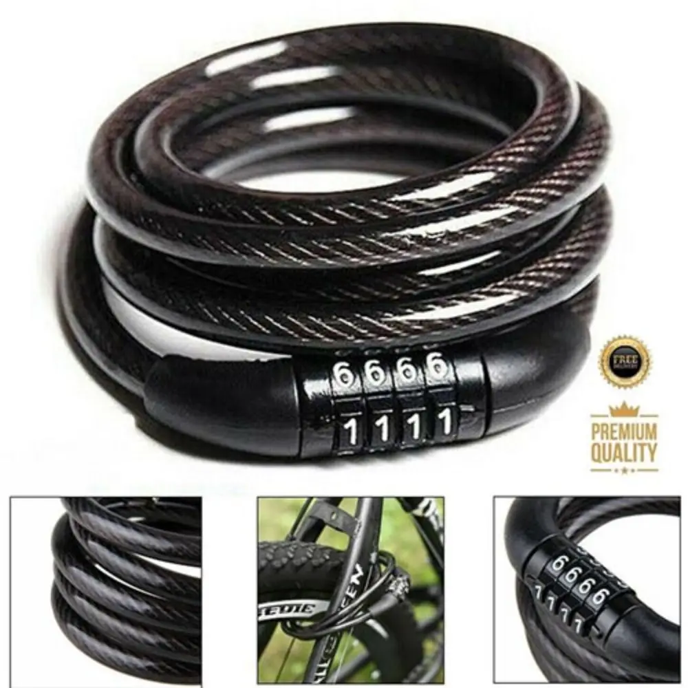 Candado de cable de acero antirrobo con código para bicicleta y moto - imagen 5