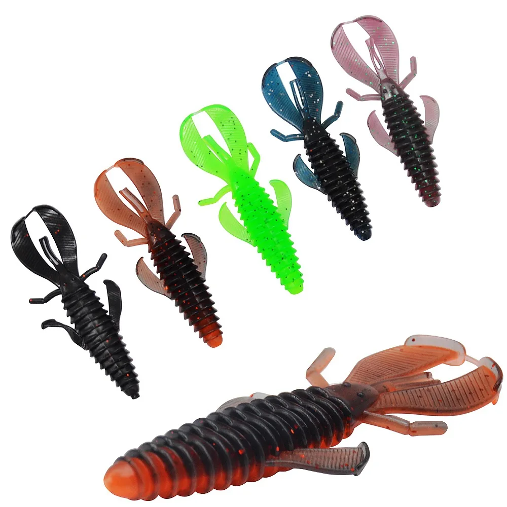 Señuelo de pesca 8cm cebo suave simulación camarón larva señuelos artificiales gusano lote 6 piezas venta
