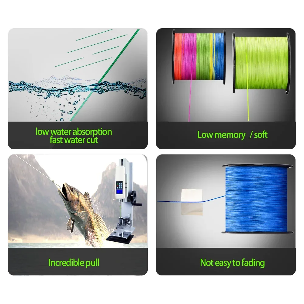 PROXPE-línea de Pesca trenzada de 8 hebras, señuelo de Pesca de 1000M, 500M, 300M, alambre de mosca multifilamento, para Pesca de carpa en agua salada, 100% PE - imagen 5