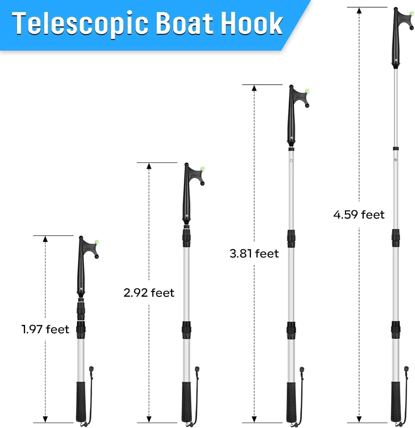 SAN LIKE gancho para poste telescópico de barco con luces y goma - imagen 3