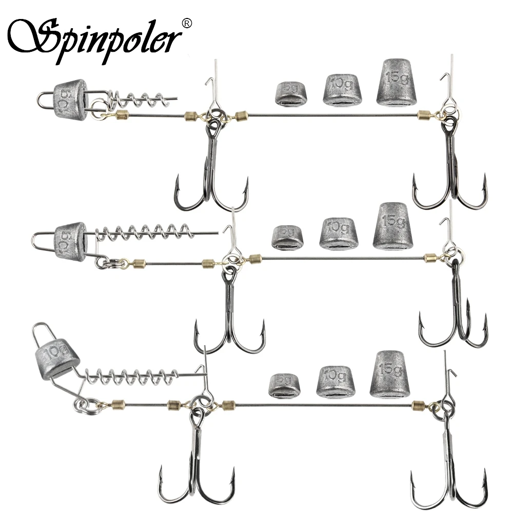 Anzuelo de pesca Spinpoler de múltiples depósitos para Lucio Stinger # 6 # 1/0 # 2/0 con peso de plomo 5g 7g 10g 15g 20g Kit de sistema para Swimbait