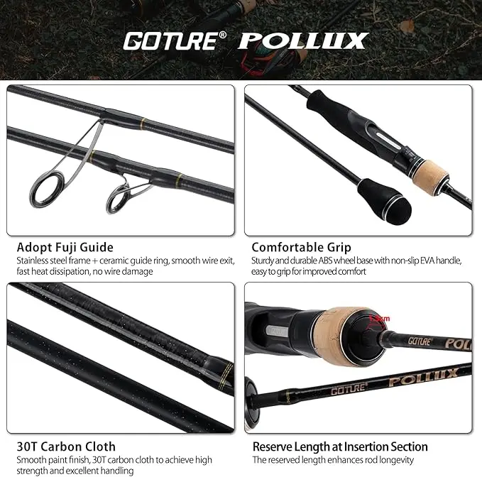 Goture Pollux 1,83 m 1,98 m varilla de Jigging lenta 100% anillos Fuji 2 secciones fundición giratoria 30T fibra de carbono caña de mar ML M MH potencia - imagen 5